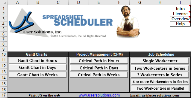 Spreadsheet software interface for project scheduling and management