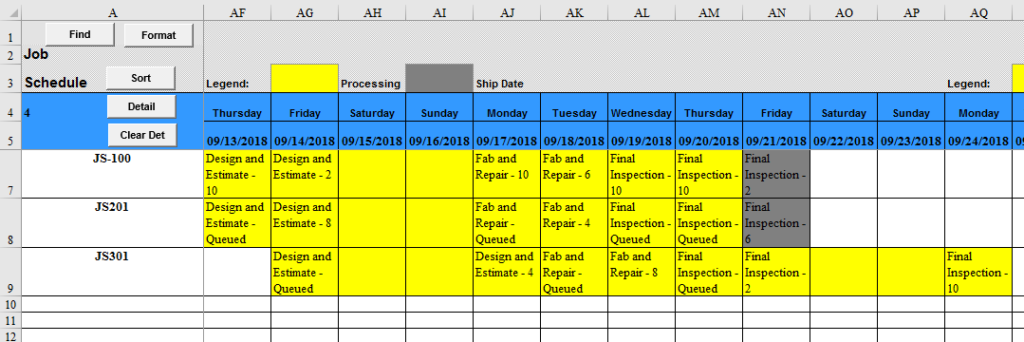 Workcenter Scheduler XL interface